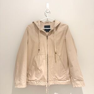 Laura Ashley Beige Hooded Jacket, Cotton Gingham Lining (UK 8 / US 4)